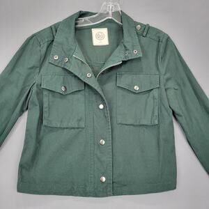 SO Green Lightweight Jean Jacket Full Zip Snaps Long Sleeves Casual Women Size M